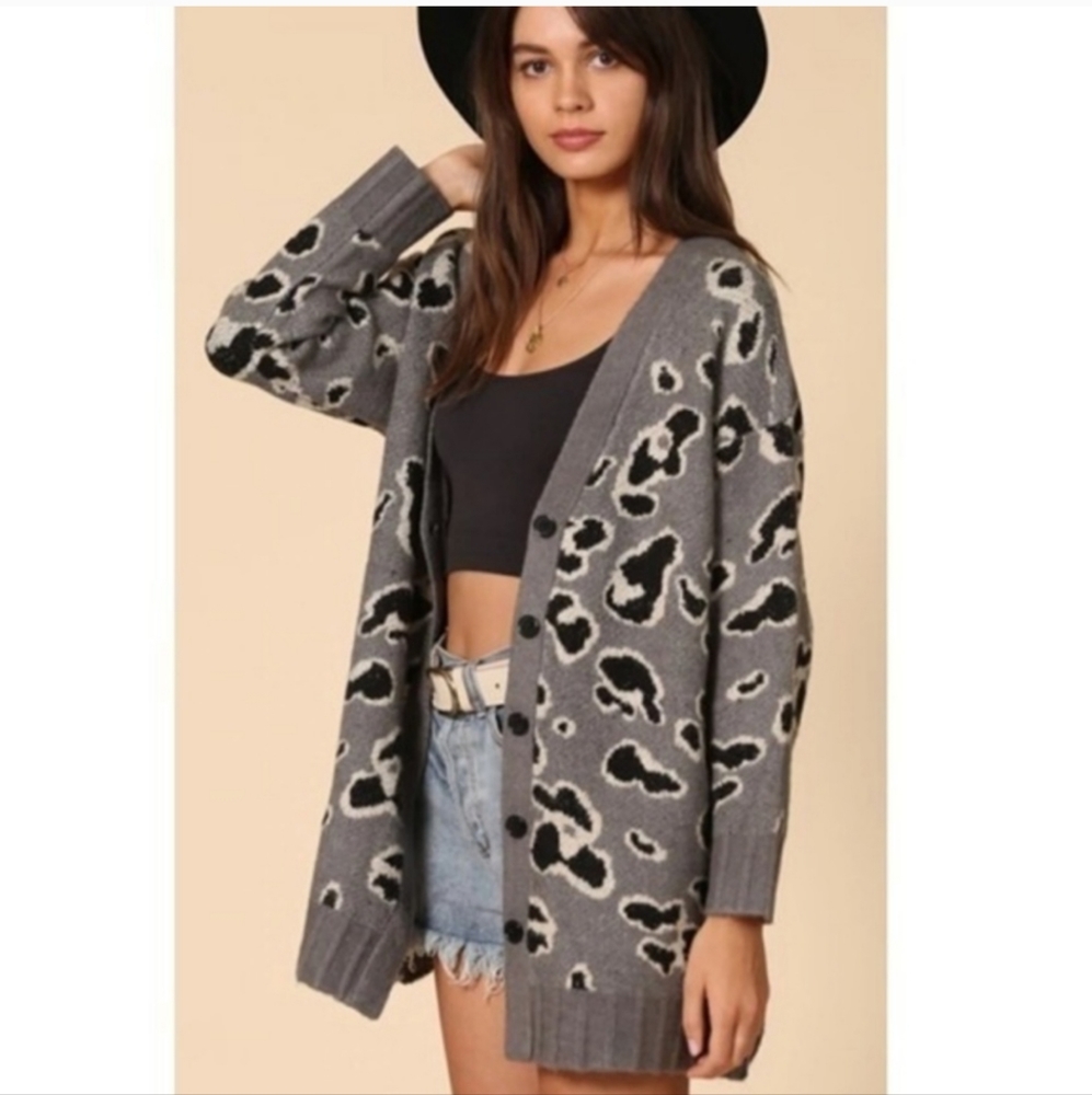 #19 Leopard Print Button Front Cardigan Sweater - image 4